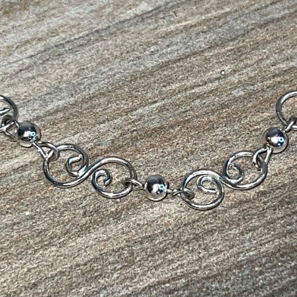 Vintage Silver Tone Custom Figure 8 Link Wire Anklet/ Bracelet - Picture 3 of 6